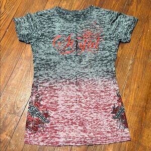 “Sinful” Gray and Red Graphic T-Shirt